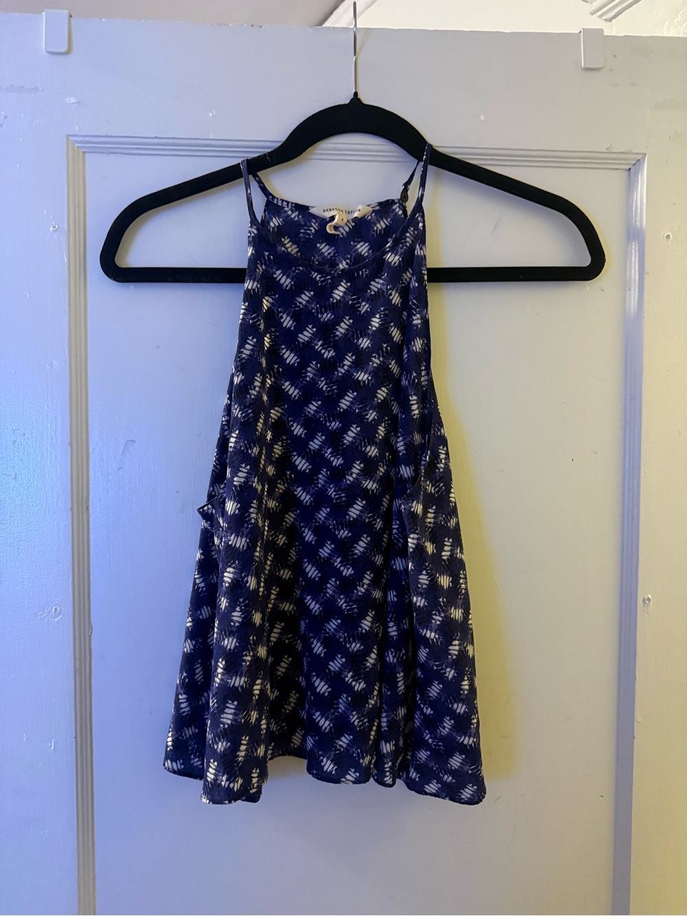 Rebecca Taylor Navy & White Printed Halter Top